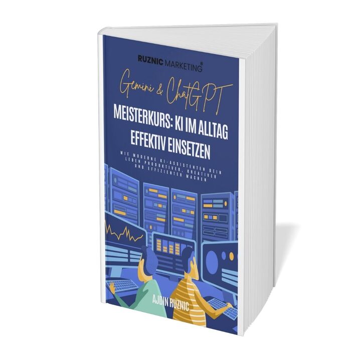 Gemini & ChatGPT Meisterkurs Kurscover mit KI-Technologie Visualisierung
