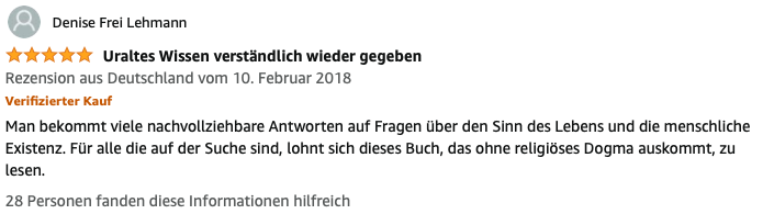 Kundenbewertung von Denise Frei Lehmann zur Kybalion-Ausgabe