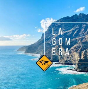La Gomera Bildband Cover mit Buchstabe-Schriftzug auf Landschaftsfotografie von Steilküsten und Meer