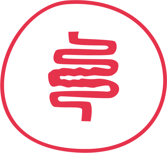 Icon Darmgesundheit mit Darm-Illustration in Rot