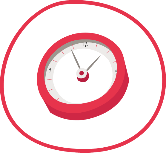 Icon Intervallfasten Vorteile mit Uhr-Illustration in Rot