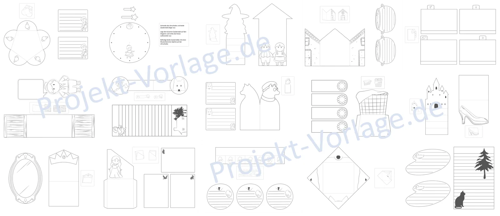 Lapbook Märchen Vorlage – Bastel-PDF für den Unterricht 4 Sammlung von über 30 verschiedenen Märchen Lapbook Vorlagen und Bastelteilen in Übersichtsdarstellung