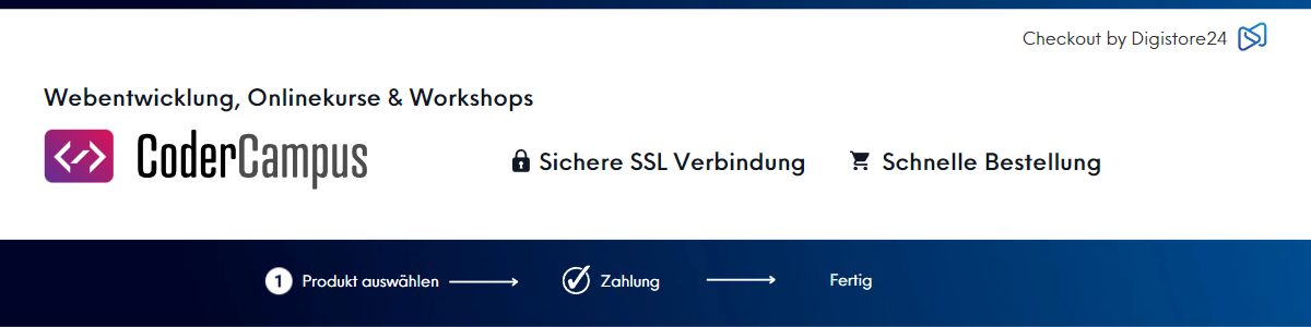 CoderCampus Checkout-Seite mit Digistore24 Payment und SSL-Sicherheit
