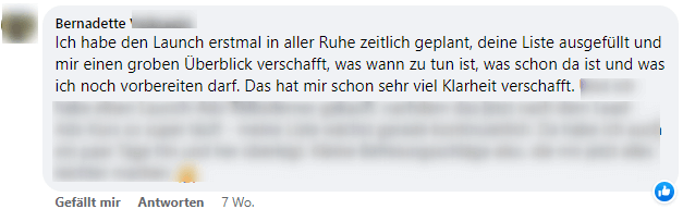 Kundenstimme Bernadette zum Launch-Planungskit