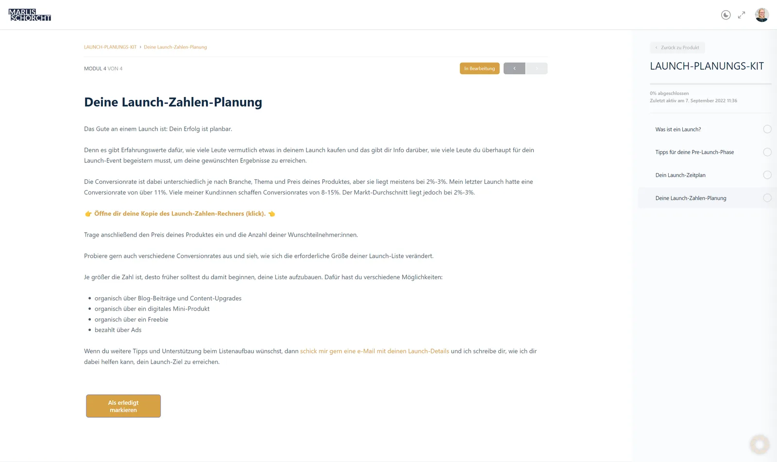Modul 4 Screenshot Launch-Planungskit Launch-Zahlen-Planung