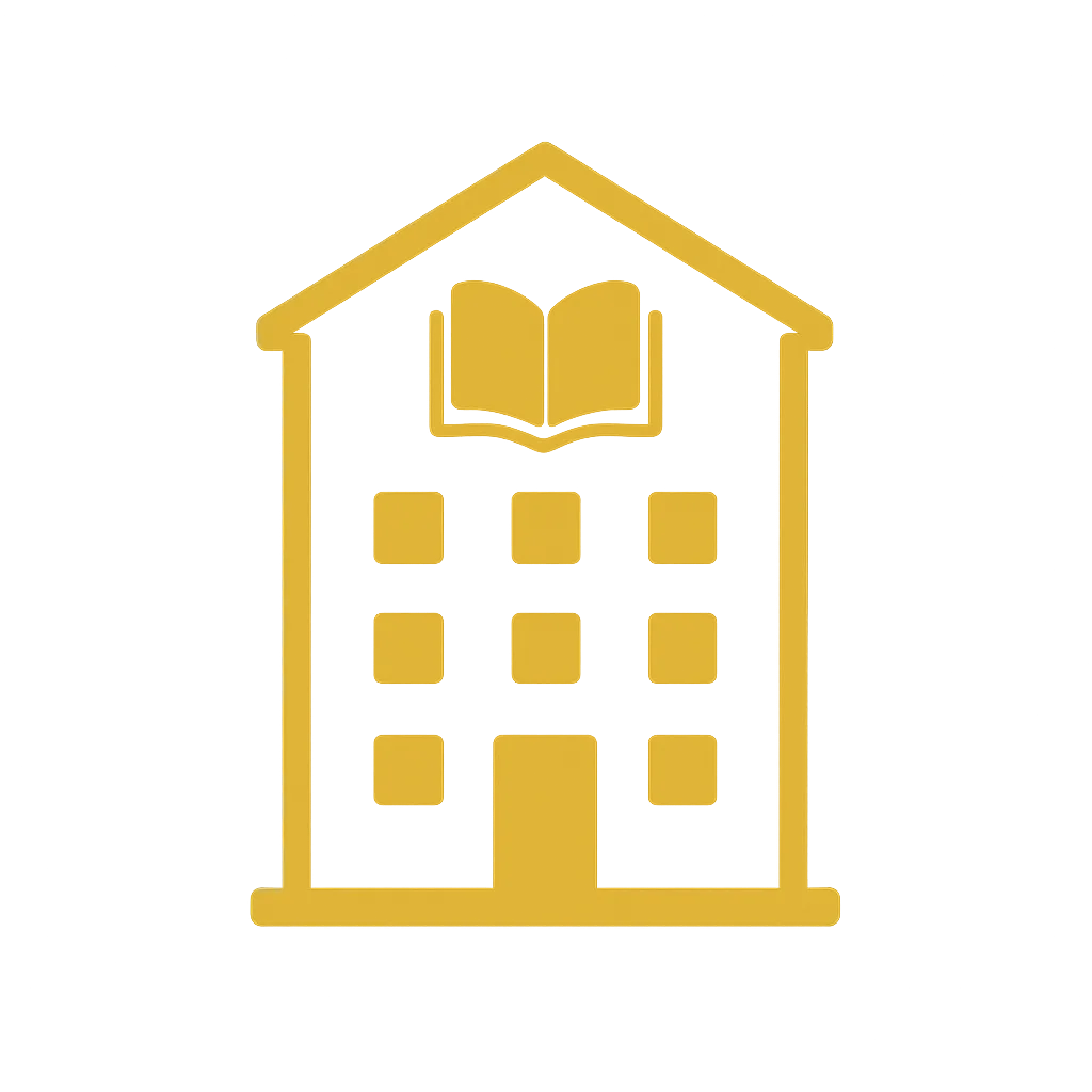 Leben in Brasilien – E-Book mit Rezepten von Marilia Grossmann 5 Goldenes Icon eines Hauses mit aufgeschlagenem Buch und Fenstern