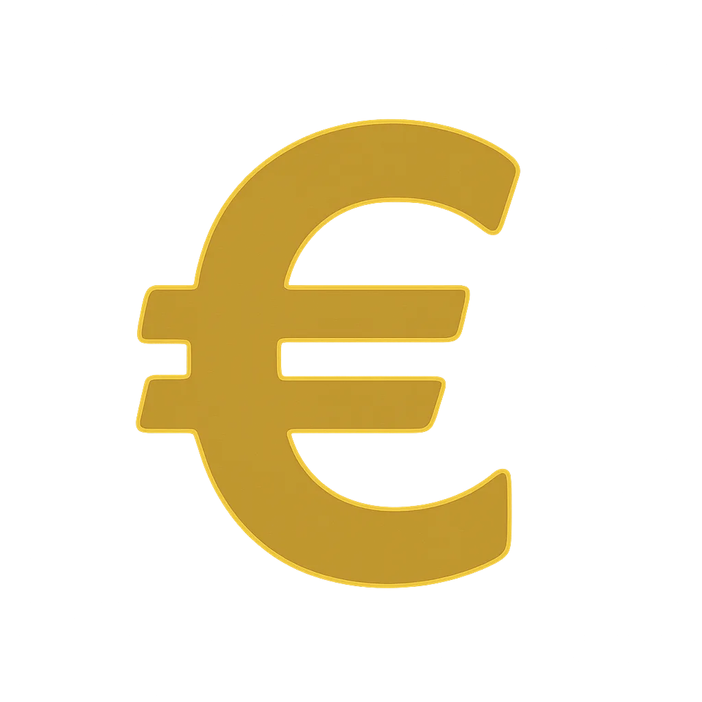 Goldenes Eurosymbol mit doppeltem Querstrich