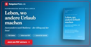 Mallorca-Landschaft mit Küstenblick, Cover des E-Books Leben, wo andere Urlaub machen
