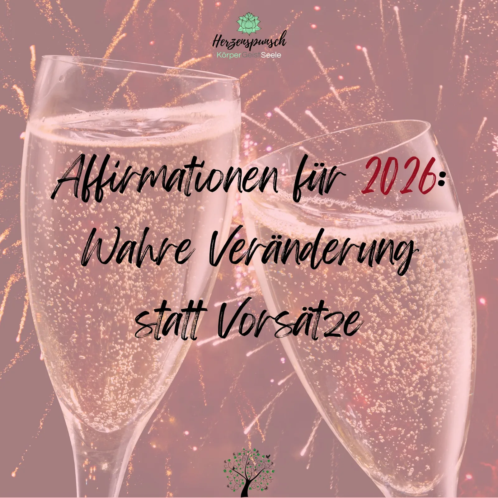 Leichter lernen: MindTune-Affirmationen – Affirmations-Hörprogramm 8 Champagner-Gläser mit Funkeleffekt, Text zu Affirmationen für 2026 und Veränderung