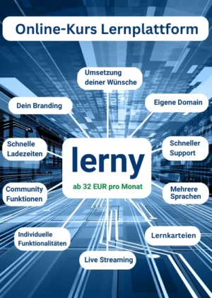 Lerny Online-Kurs Lernplattform Hero mit Features wie Community, Support und Live Streaming
