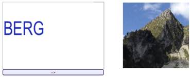 Lern-Flashcard mit Wort BERG und Berg-Fotografie