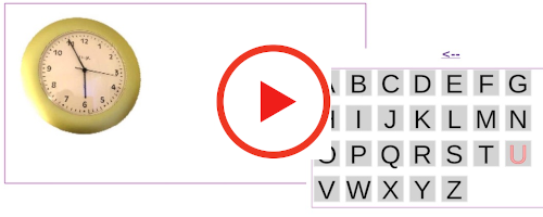 Lese-Lernspiel mit Uhr und Buchstaben-Auswahl für Zeit-Leseverständnis