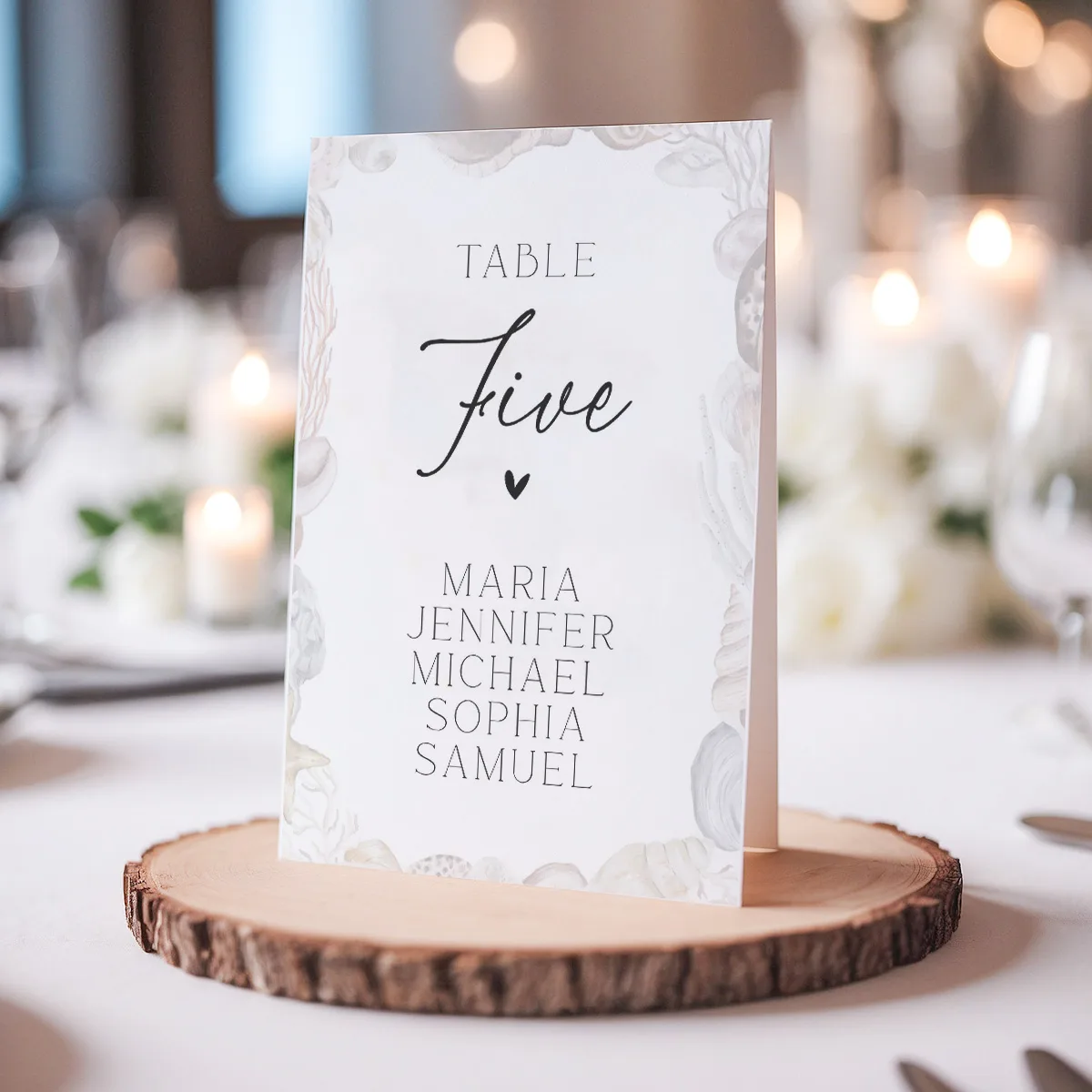 Example design wedding table card