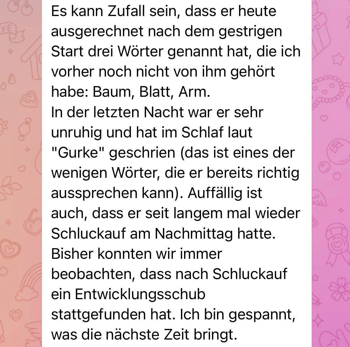 Kundenstimme über neue Wörter und Sprachentwicklung nach Programmbeginn, Erfolge in Wort-Aussprache