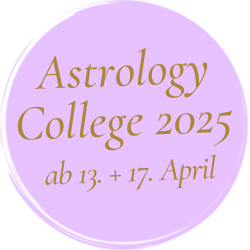 Astrology College 2025 Kurs-Grafik in Lila mit Goldtext