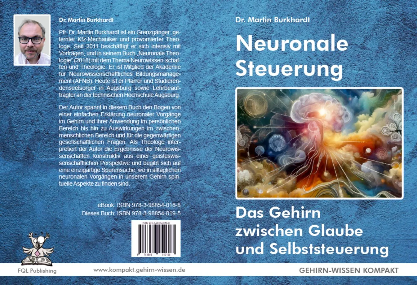 Buchcover Neuronale Steuerung von Dr. Martin Burkhardt mit Gehirn-Grafik und ISBN