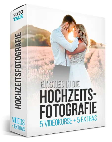 Produktbox Lightroom Presets Richmond von Vitali Brikmann mit Hochzeitspaar und Videokurs-Ankündigung
