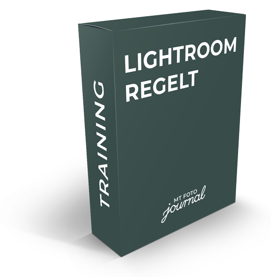 Lightroom Regelt Trainingskurs Box mit grünem Karton und weißer Schrift