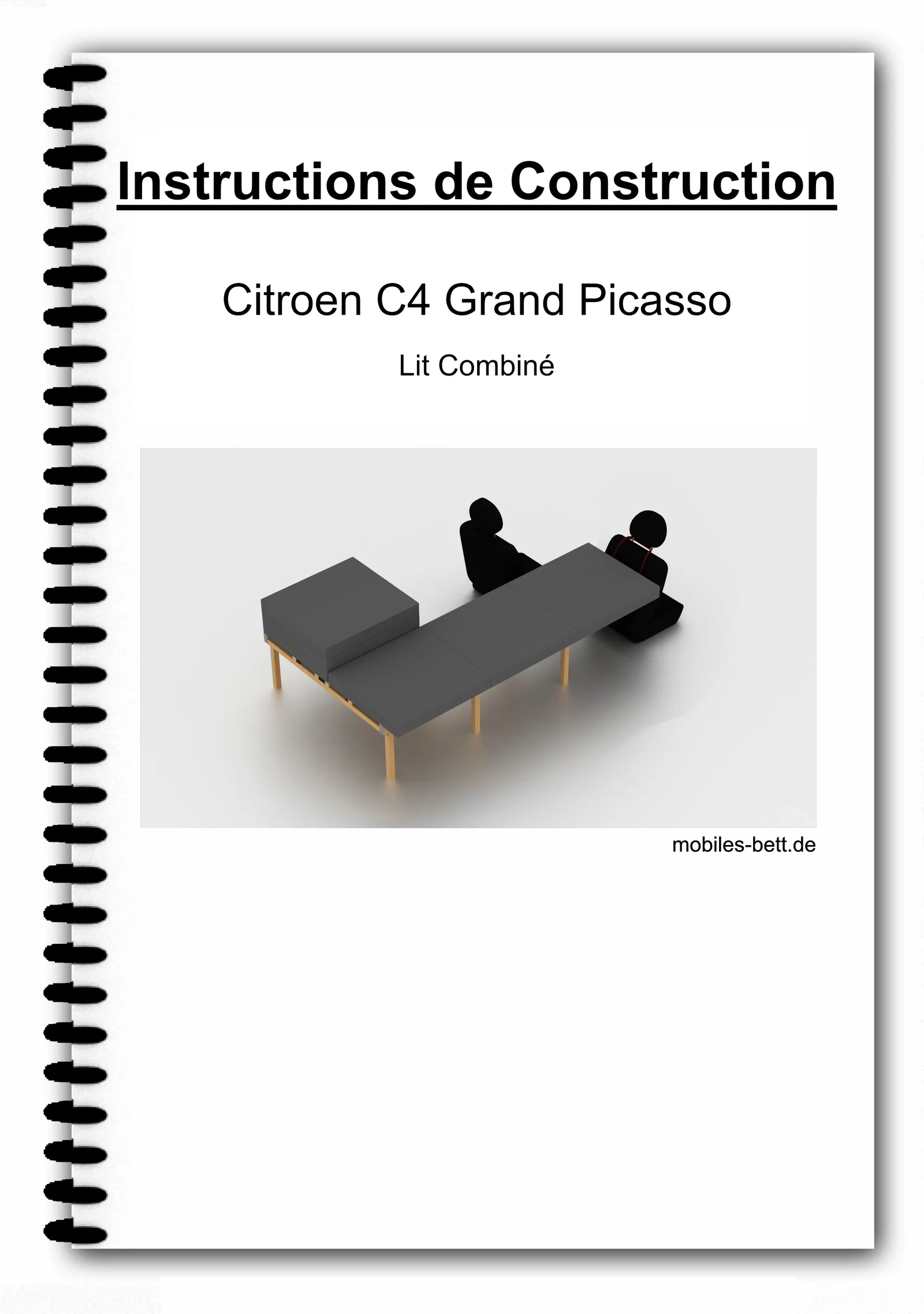 Titelblatt Bauanleitung Citroen C4 Grand Picasso Kombibett mit 3D-Bettmodell und Spiralbindung