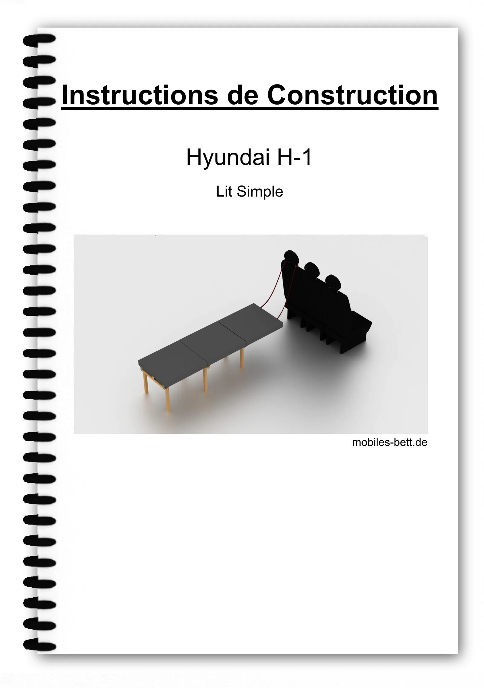Cover der Konstruktionsanleitung für Hyundai H-1 Einzelbett