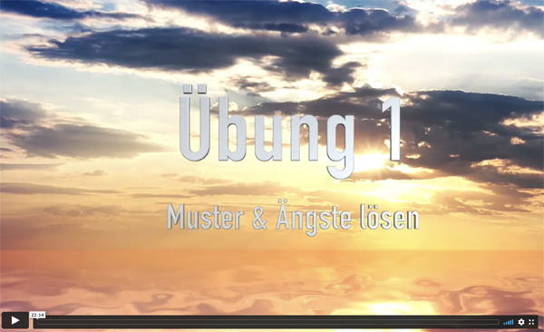 Videostandbild Übung 1 mit Sonnenuntergang und Textoverlay