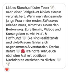 Instagram-Post über Fehlgeburten mit Text und Herz-Symbol