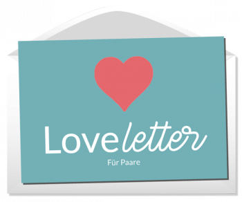 Kleines Loveletter Kurs-Cover mit rotem Herz Symbol auf türkisem Hintergrund