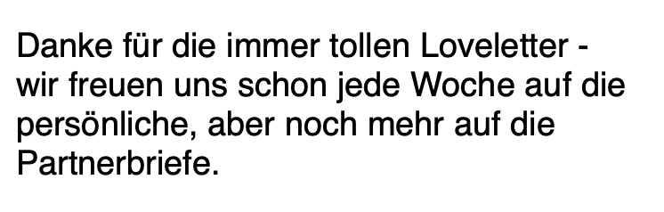 Kundenbewertung: Text über Freude auf persönliche und Partnerbriefe