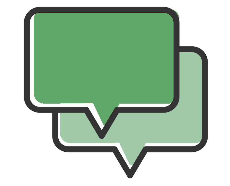 Grünes Sprechblasen-Icon – Symbol für Kommunikation und Dialog