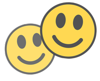 Zwei lachende Smileys in Gelb – Symbol für Freude und positive Emotionen