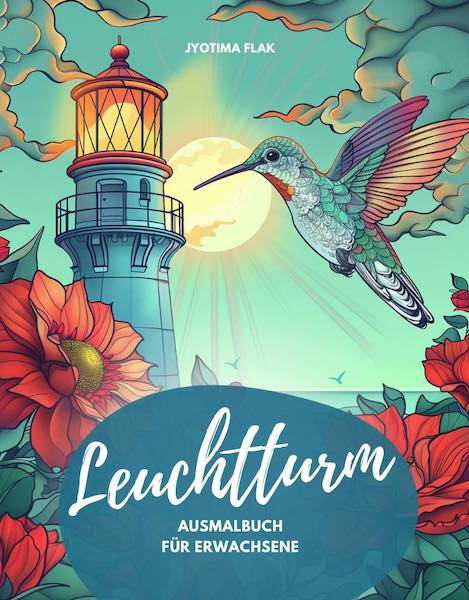 Leuchtturm Ausmalbuch Cover für Erwachsene mit Illustration und Autorenname