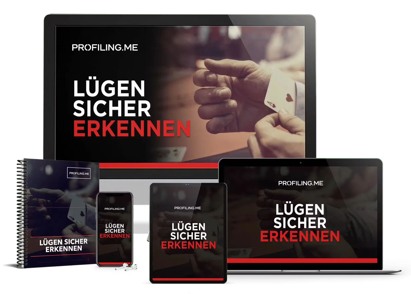 Lügen sicher erkennen – Videokurs zum Profiling 1 Kursangebot Lügen sicher erkennen auf verschiedenen Geräten – Laptop, Tablet, Smartphone, Notizbuch