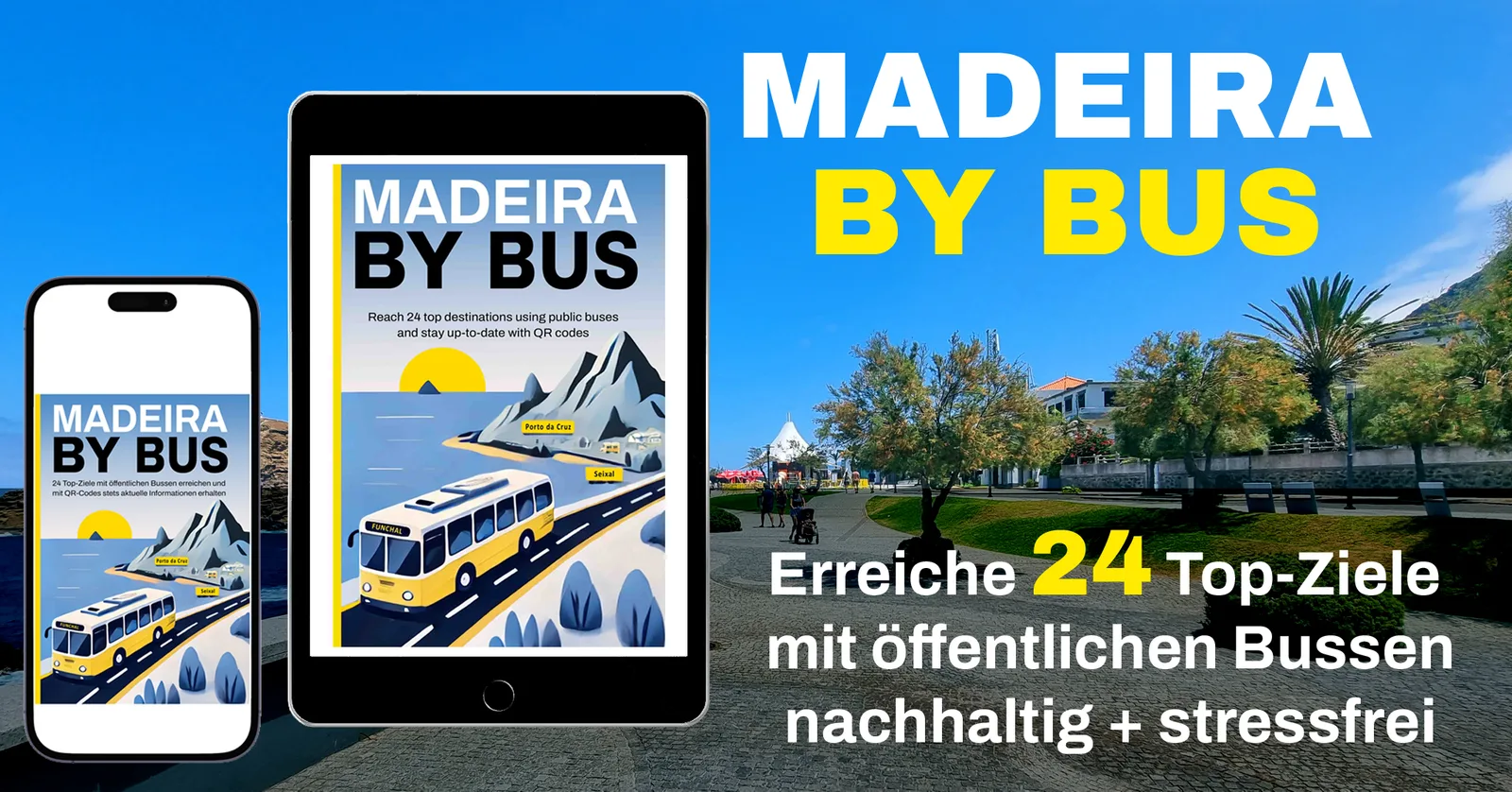 Madeira by Bus E-Book Landingpage mit Produktdarstellung