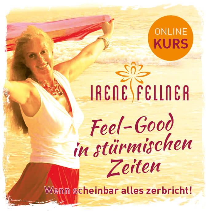 Magie der Wechseljahre – Videokurs zur Frauengesundheit 6 Onlinekurs-Cover Feel-Good in stürmischen Zeiten mit Frau am Strand mit Tuch
