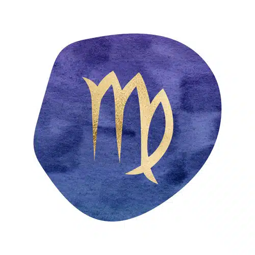 Magische Rauhnächte – Yoga- und Meditationskurs von Yoga mit Martina 15 Hintergrund mit Sternzeichen Jungfrau in Gold auf violettem strukturiertem Hintergrund