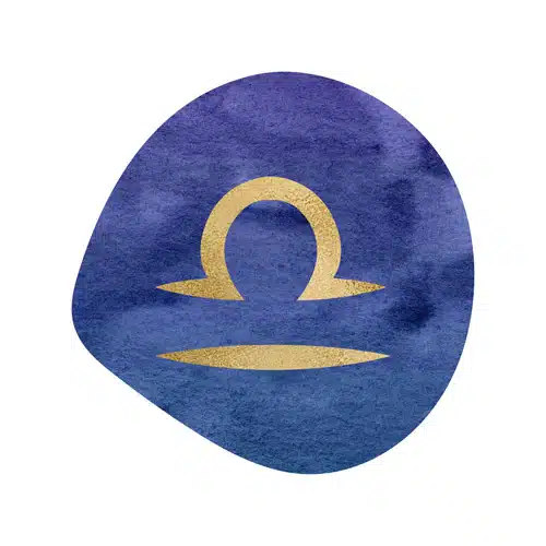 Magische Rauhnächte – Yoga- und Meditationskurs von Yoga mit Martina 16 Hintergrund mit Sternzeichen Waage in Gold auf blauem strukturiertem Hintergrund