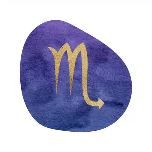 Magische Rauhnächte – Yoga- und Meditationskurs von Yoga mit Martina 17 Hintergrund mit Sternzeichen Skorpion in Gold auf violettem strukturiertem Hintergrund