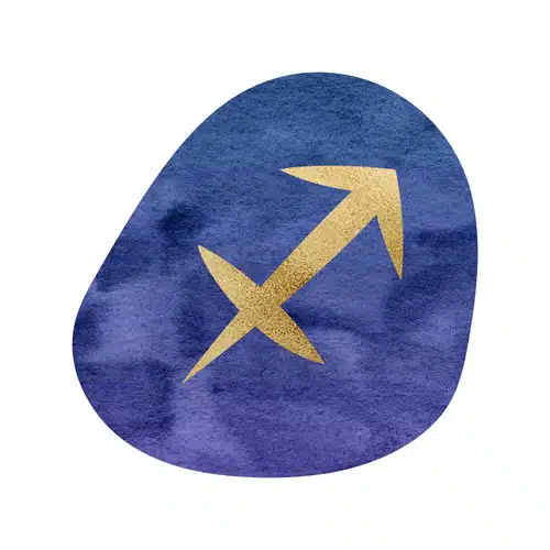 Magische Rauhnächte – Yoga- und Meditationskurs von Yoga mit Martina 18 Hintergrund mit Sternzeichen Schütze in Gold auf violettem strukturiertem Hintergrund