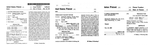 MagnetMotor24 – E-Book mit Bauplänen zur Stromerzeugung 2 Drei Seiten von US-Patent-Dokumenten mit Grafiken und Text