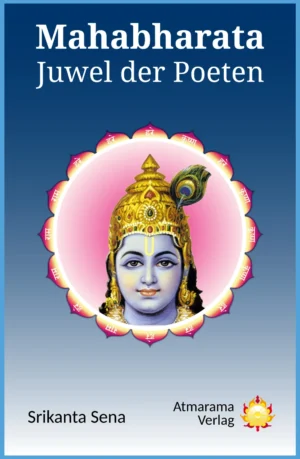 Ebook-Cover Mahabharata Juwel der Poeten mit krishna-Darstellung und Sanskrit-Mantra-Kranz