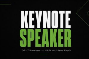 Keynote Speaker Felix Thönnessen – Werbebanner mit grünem Akzent und Typografie