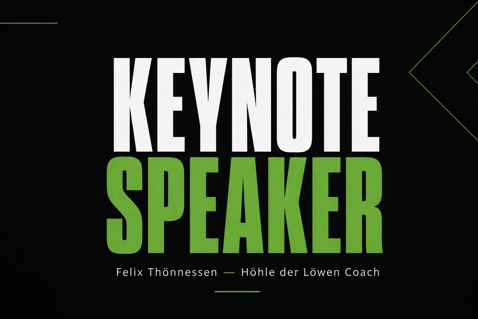 Marketing MasterClass – Videokurs zu Positionierung und Marke 1 Keynote Speaker Felix Thönnessen – Werbebanner mit grünem Akzent und Typografie