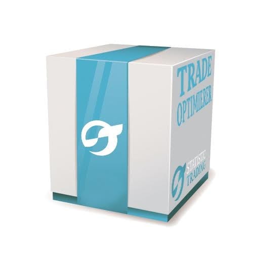 Trade Optimizer Produktbox in Hellgrau und Türkis mit Statistic Trading Logo