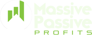 Massive Passive Profits Logo mit grünem Balkendiagramm-Symbol und hellem Schriftzug