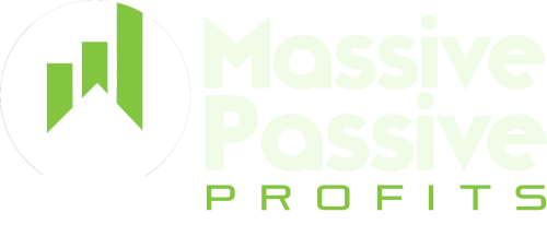 Massive Passive Profits Logo mit grünem Balkendiagramm-Symbol und hellem Schriftzug