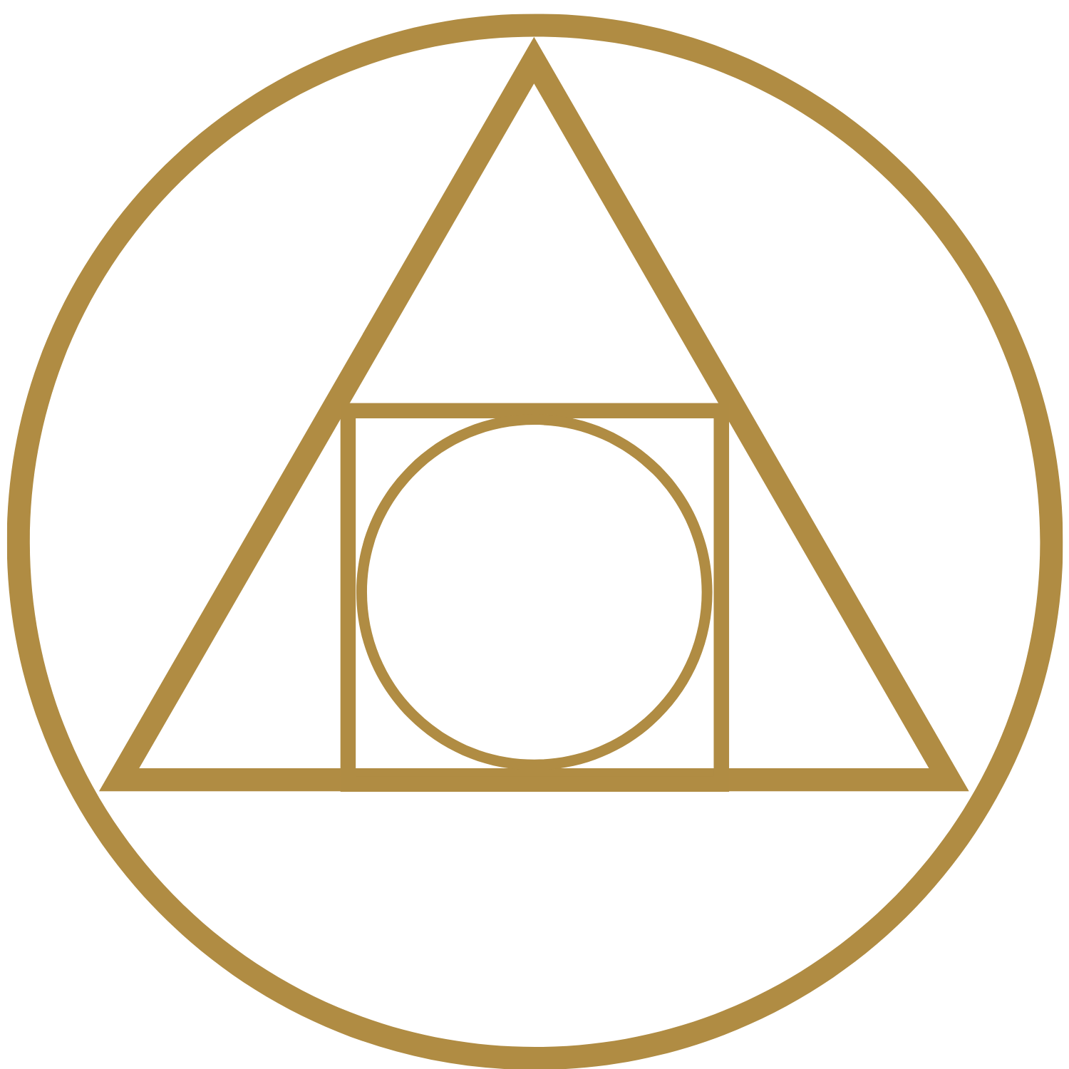 Master Alchemist – Videokurs zum Manifestieren von Simone Weber 5 Alchemistisches Symbol in Gold: Kreis mit Dreieck, Quadrat und Kreis – Stein des Philosophen