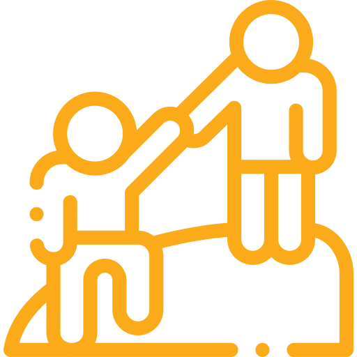 Icon Person hilft anderer Person eine Treppe hinauf: Unterstützung