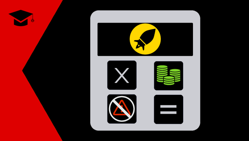 Moonshot Calculator Taschenrechner Icon mit Raketen Symbol