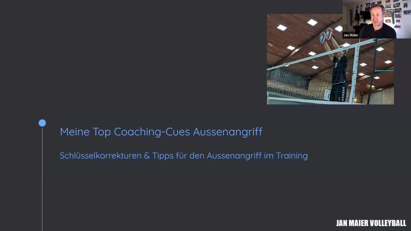 Max Hauser – Volleyball-Videokurs 6 Jan Maier Masterclass Außenangriff Coaching Tipps Volleyball – Präsentationsfolie mit Trainer