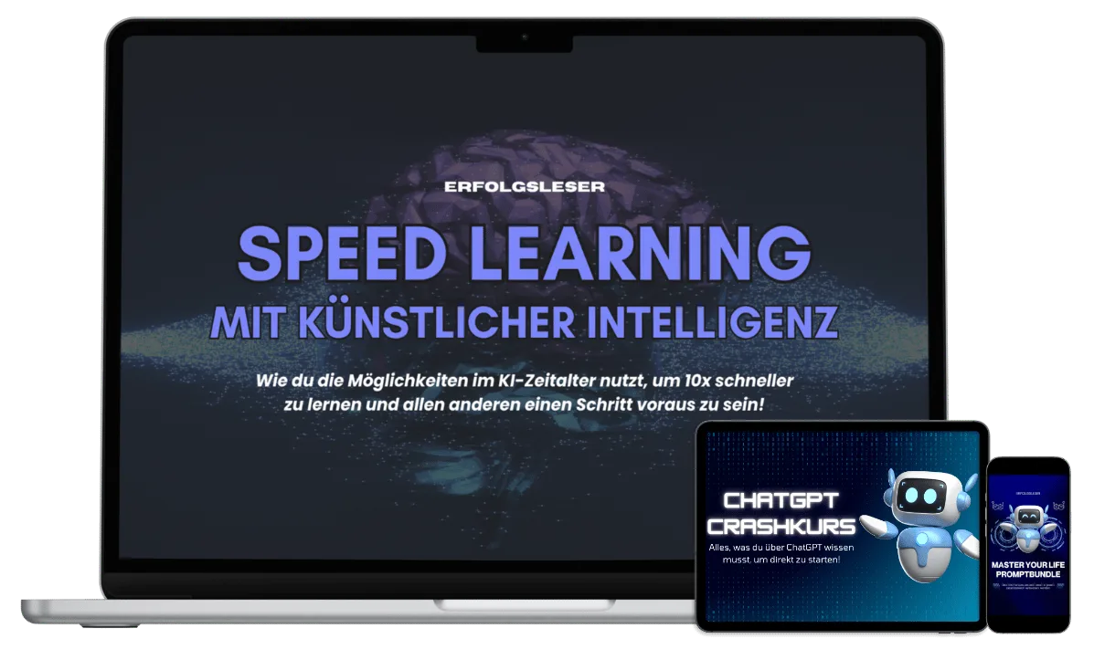 Speed Learning mit künstlicher Intelligenz Masterclass auf Laptop, Tablet und Smartphone